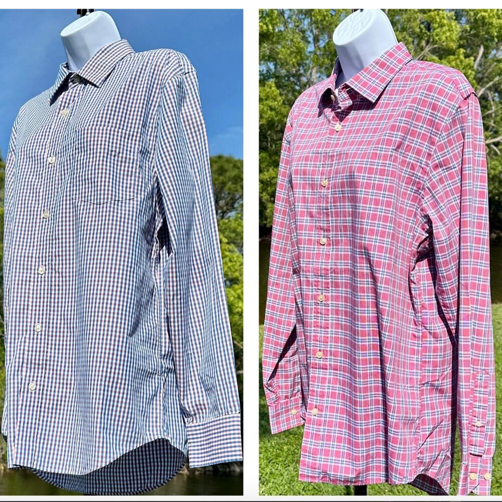 Banana Republic Lot of 2 Men's Long Sleeve Plaid Button Down Shirts Size Large